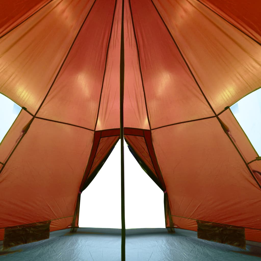 Tente de camping 4 personnes gris &amp; orange 367x367x259 cm 185T taffetas