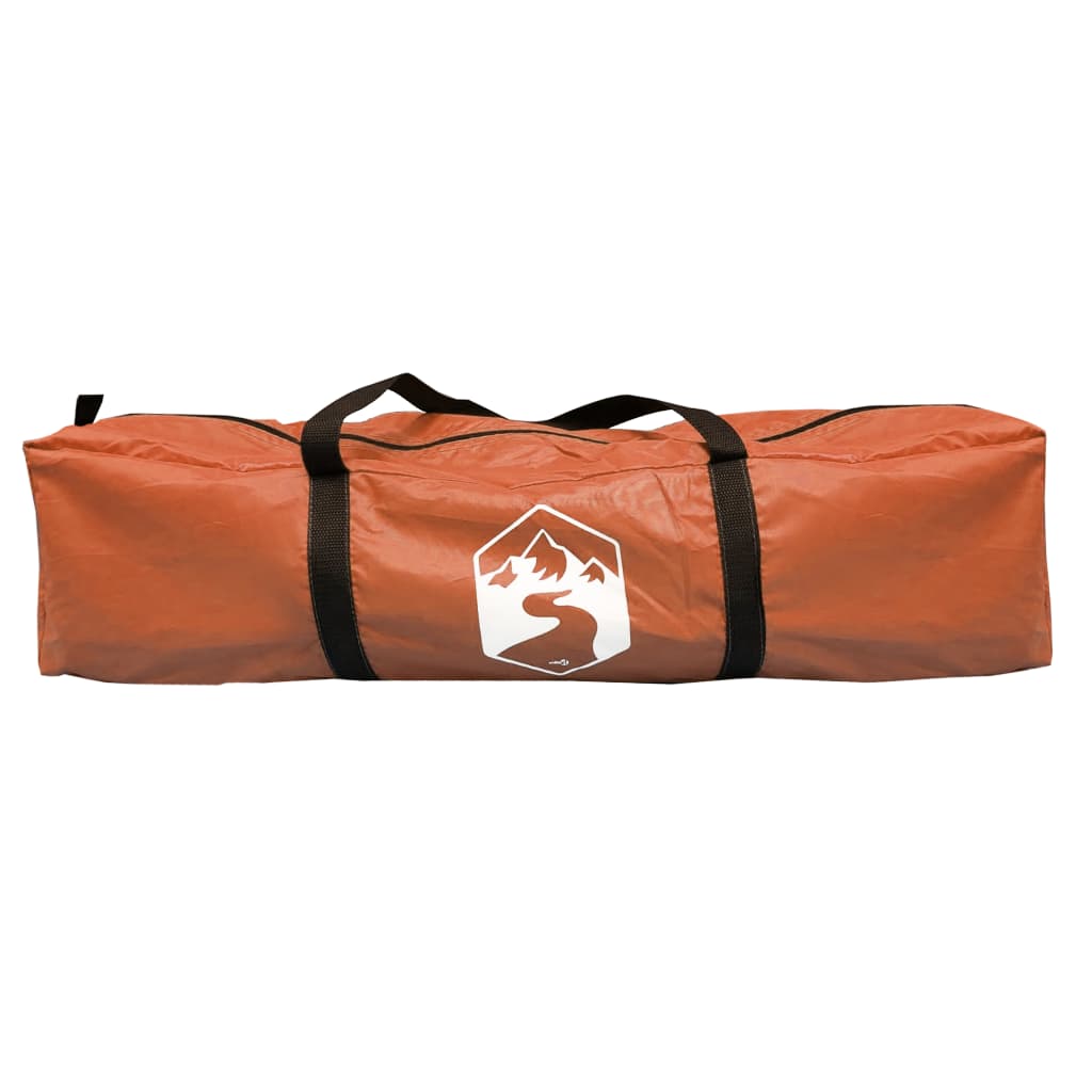 Tente de camping 4 personnes gris &amp; orange 367x367x259 cm 185T taffetas