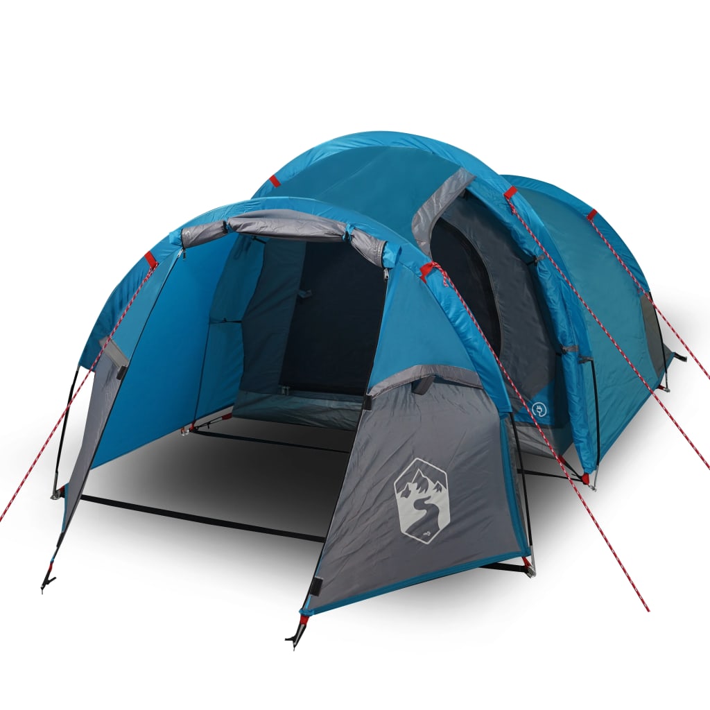 Tente de camping 4 personnes bleue 360x135x105 cm 185T taffetas