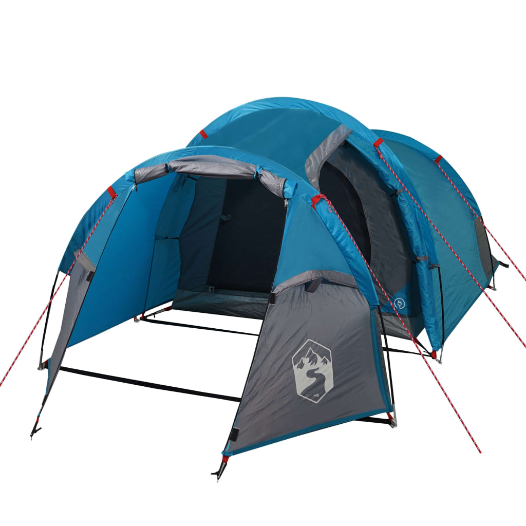 Tente de camping 4 personnes bleue 360x135x105 cm 185T taffetas