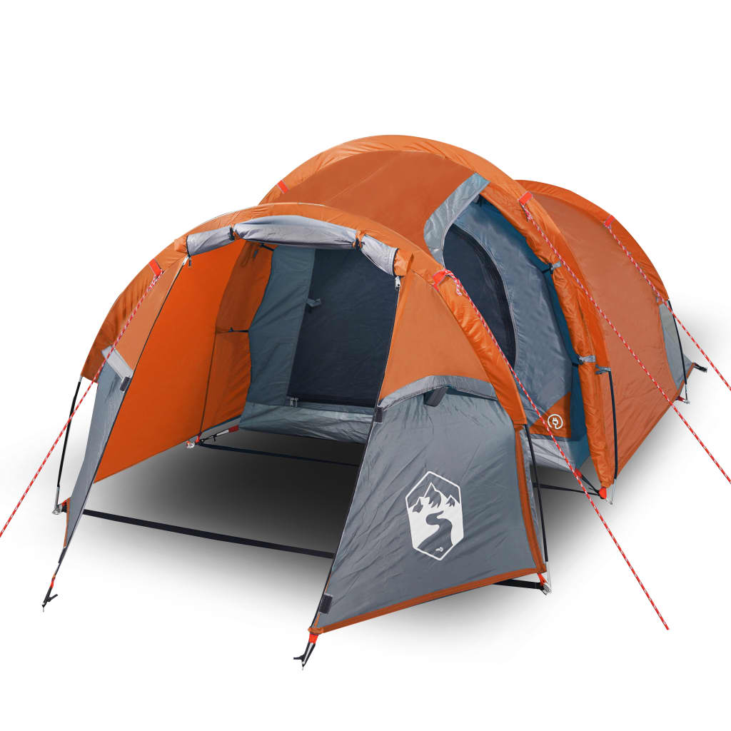 Tente de camping 4 personnes gris &amp; orange 360x135x105 cm 185T taffetas