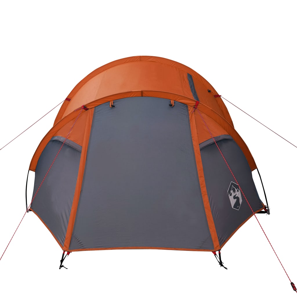 Tente de camping 4 personnes gris &amp; orange 360x135x105 cm 185T taffetas