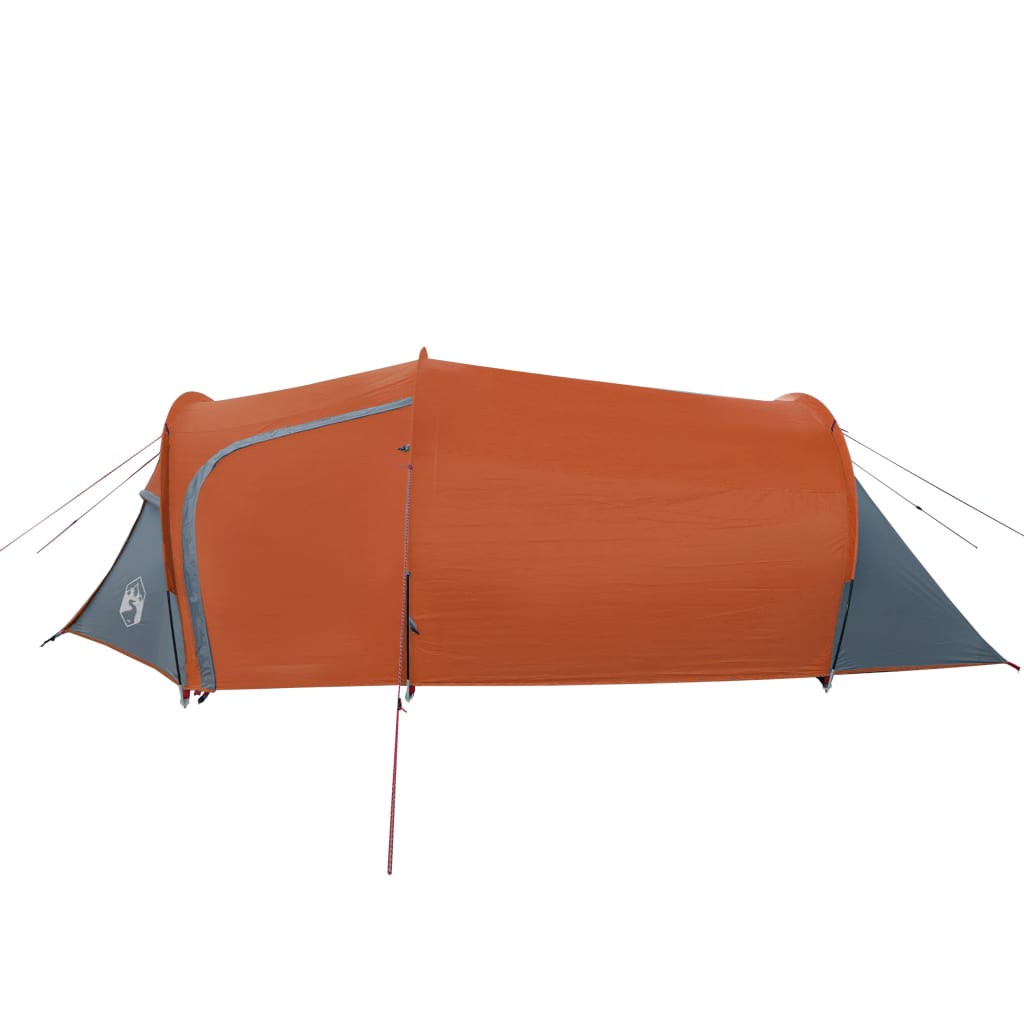 Tente de camping 4 personnes gris &amp; orange 360x135x105 cm 185T taffetas