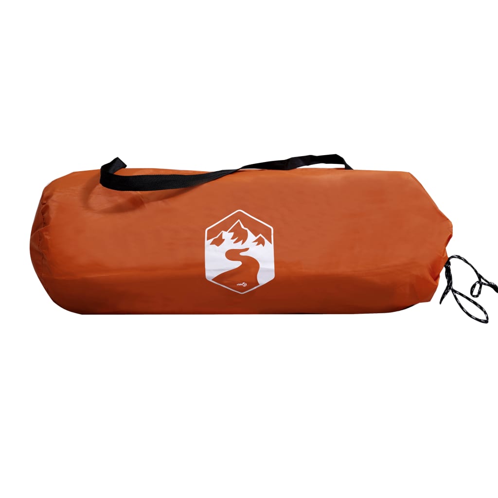Tente de camping 4 personnes gris &amp; orange 360x135x105 cm 185T taffetas
