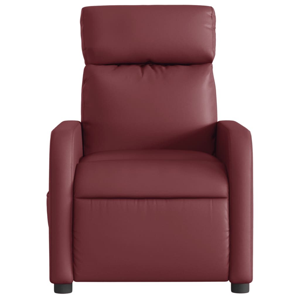 Massagesessel Elektrisch Weinrot Kunstleder