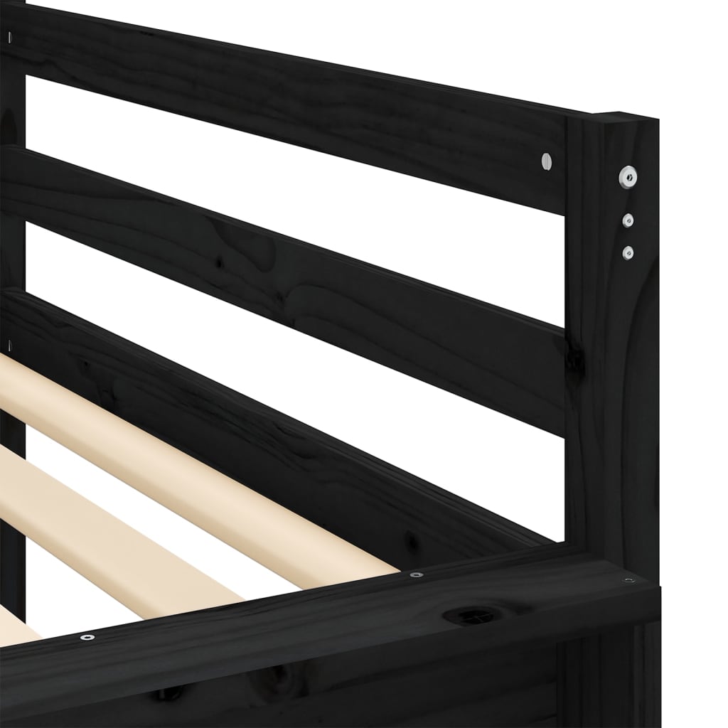 Children's loft bed with slide black 80x200 cm solid pine wood