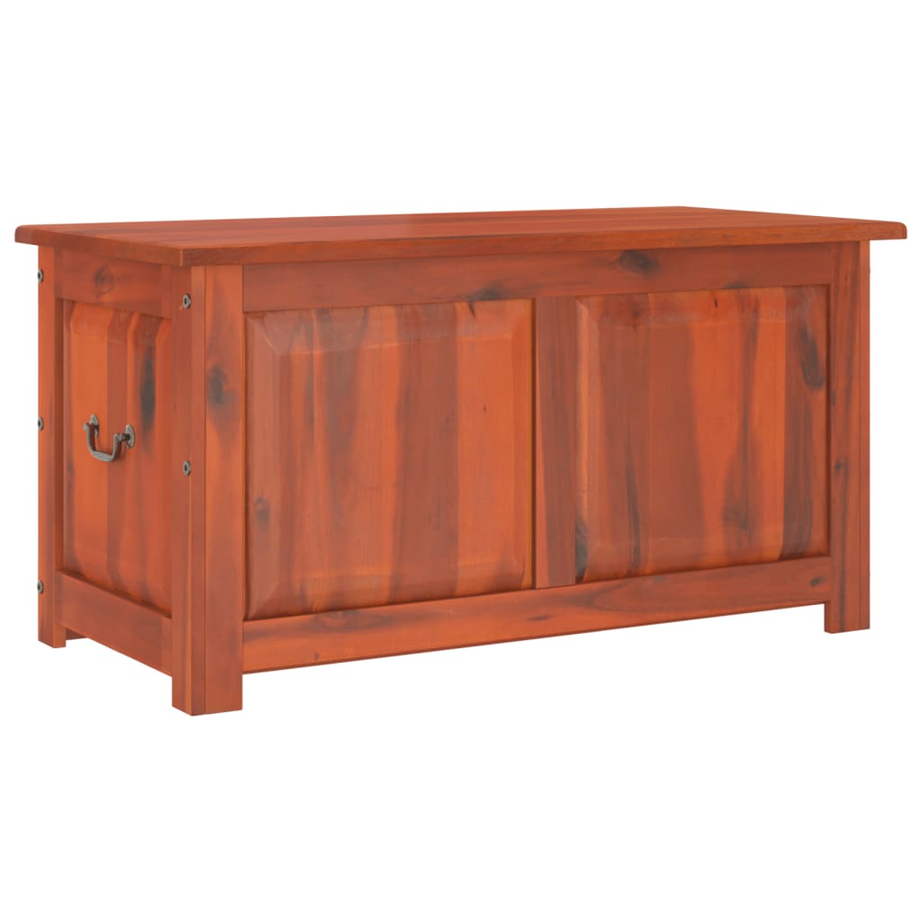 Chest with lid made of brown solid acacia wood