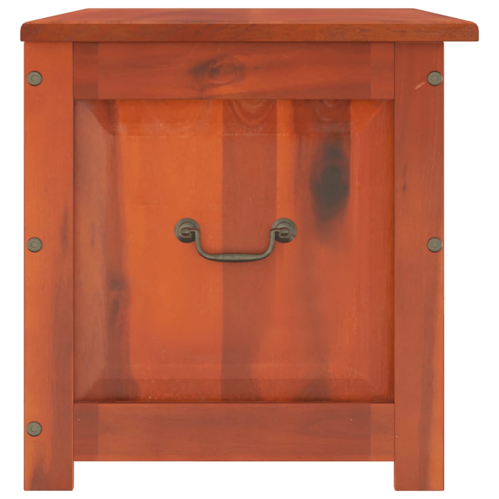 Chest with lid made of brown solid acacia wood