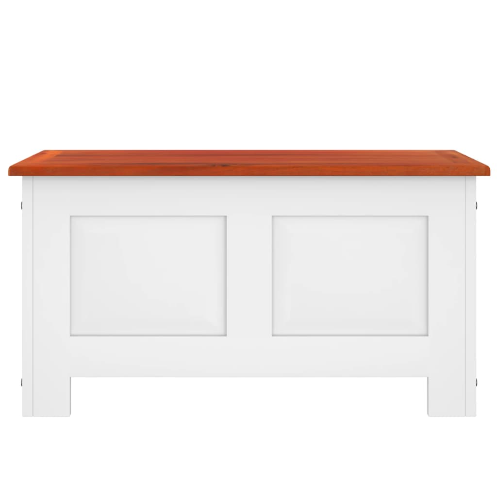 Chest with lid brown and white solid acacia wood