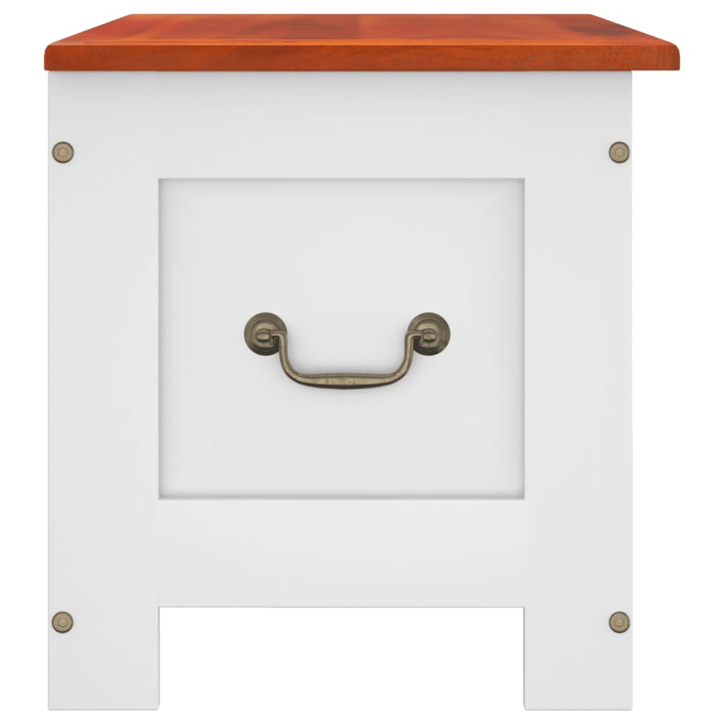 Chest with lid brown and white solid acacia wood