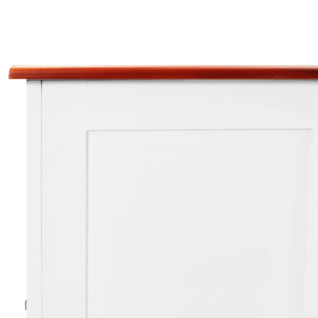 Chest with lid brown and white solid acacia wood