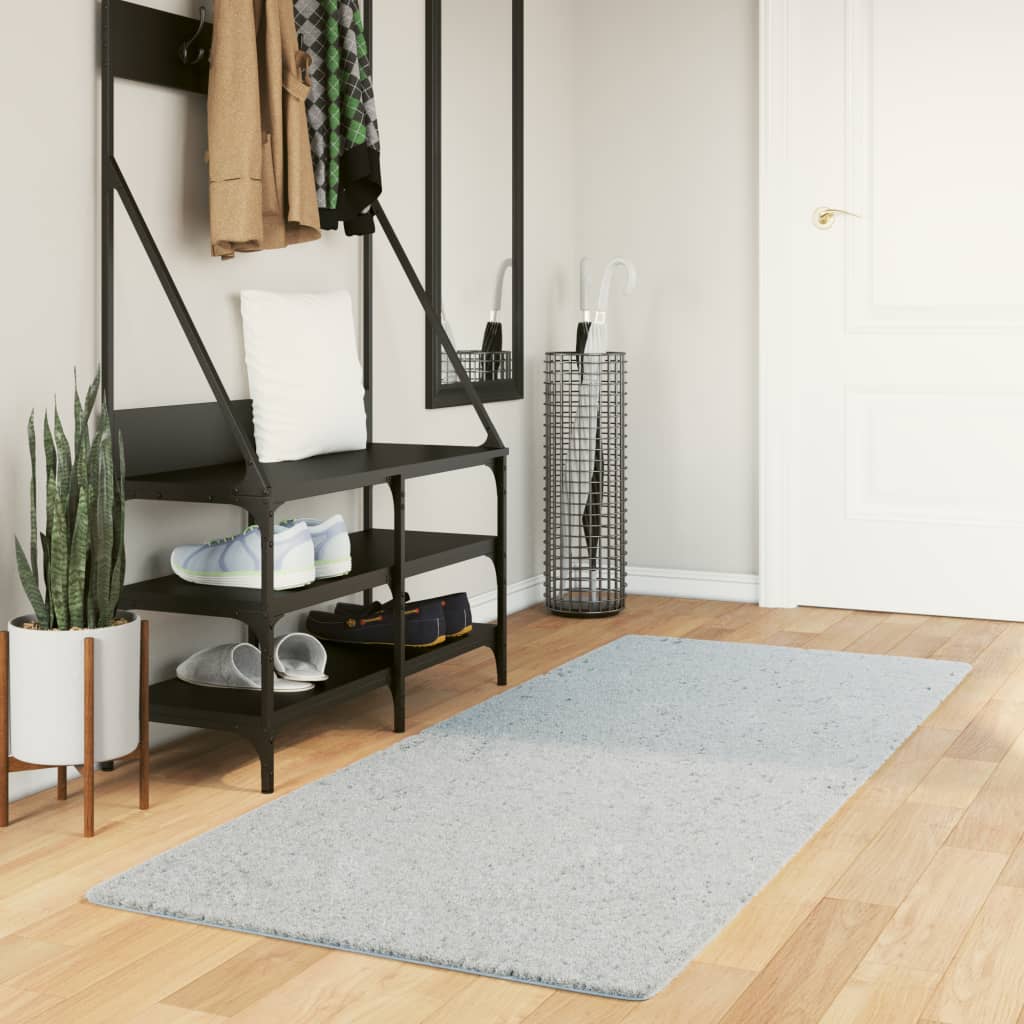Rug HUARTE short pile soft and washable blue 80x200 cm
