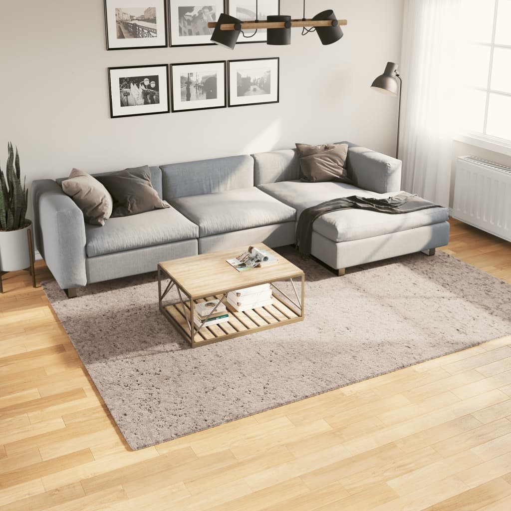 Tapis shaggy PAMPLONA poils longs moderne beige 200x280 cm