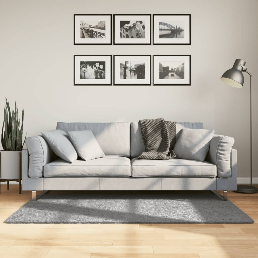 Shaggy rug PAMPLONA high pile modern gray 80x150 cm