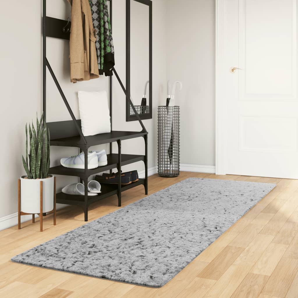 Shaggy rug PAMPLONA high pile modern gray 80x250 cm
