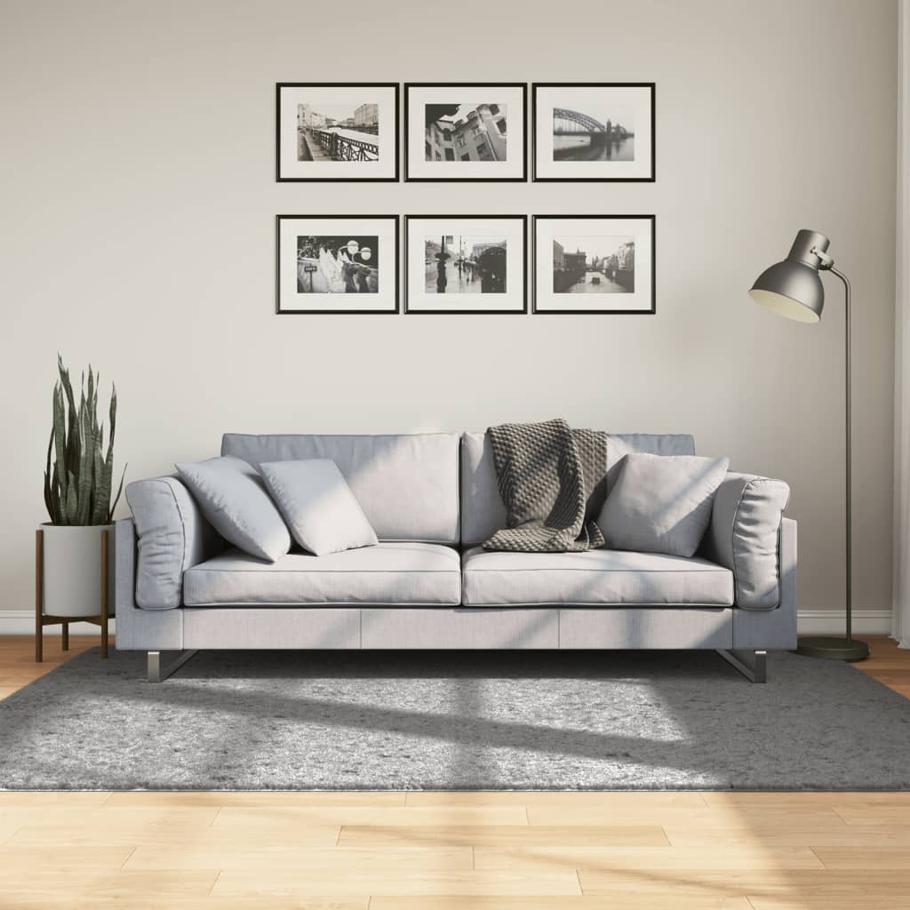 Shaggy rug PAMPLONA high pile modern gray 140x200 cm