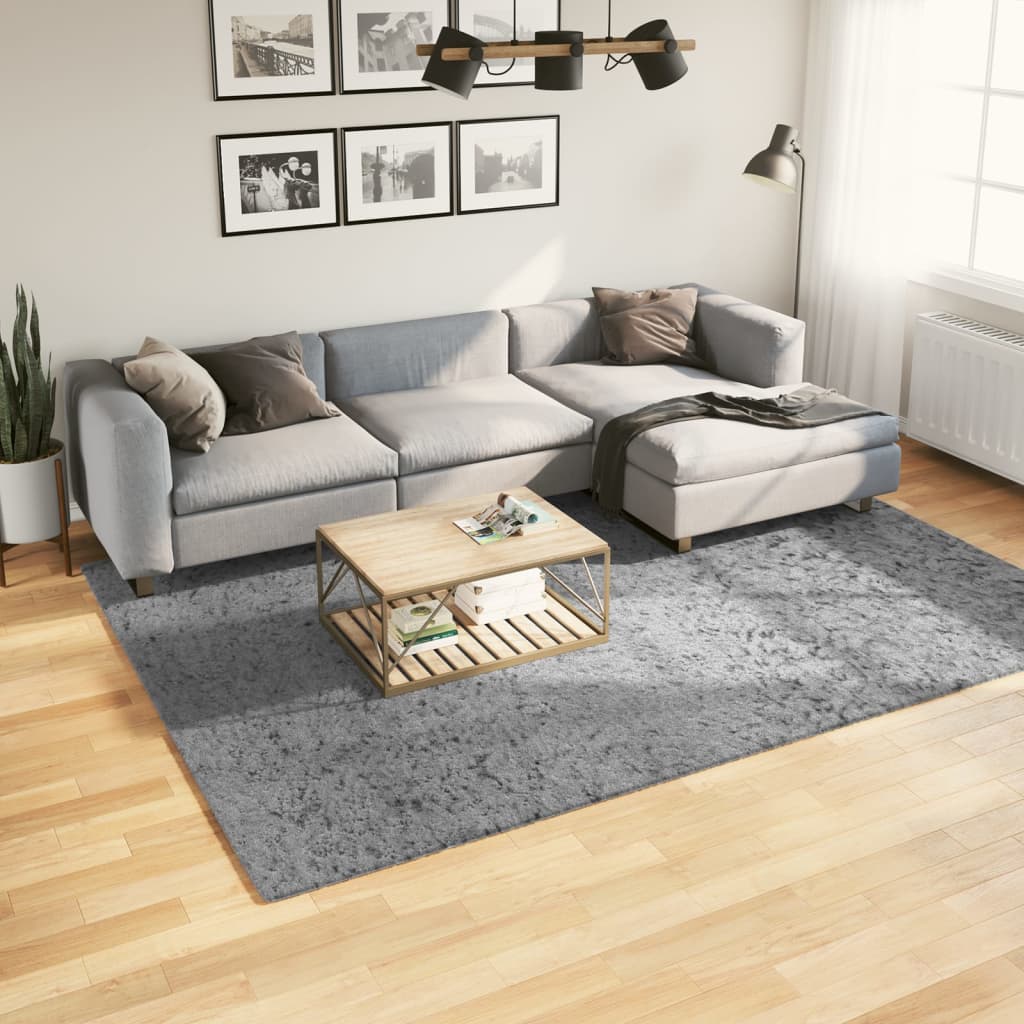 Shaggy rug PAMPLONA high pile modern gray 200x280 cm