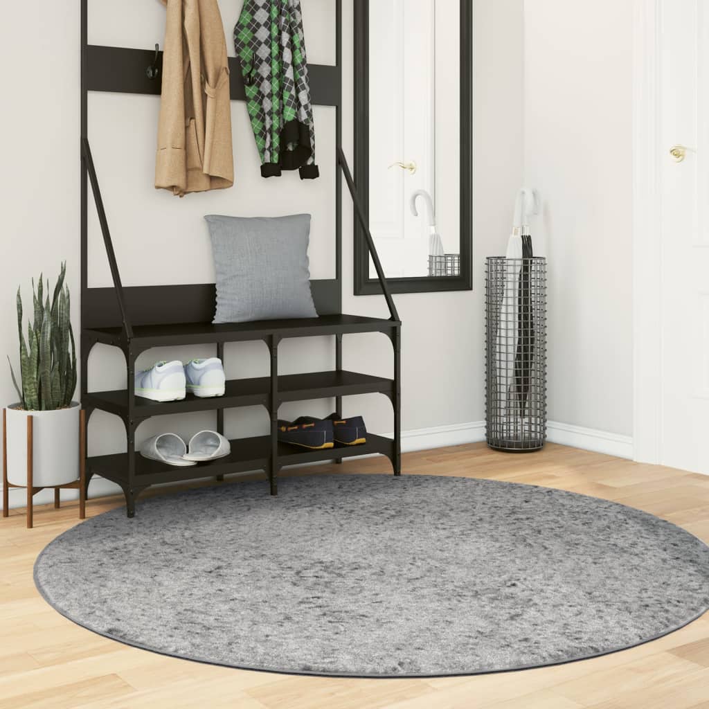 Shaggy rug PAMPLONA high pile modern gray Ø 160 cm