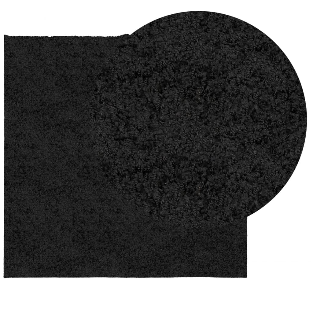 Shaggy rug PAMPLONA high pile modern black 160x160 cm