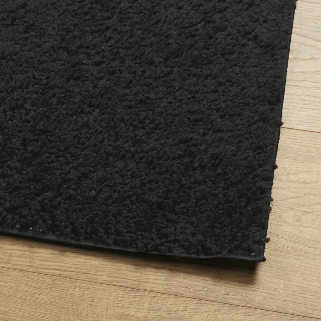 Shaggy rug PAMPLONA high pile modern black 160x160 cm
