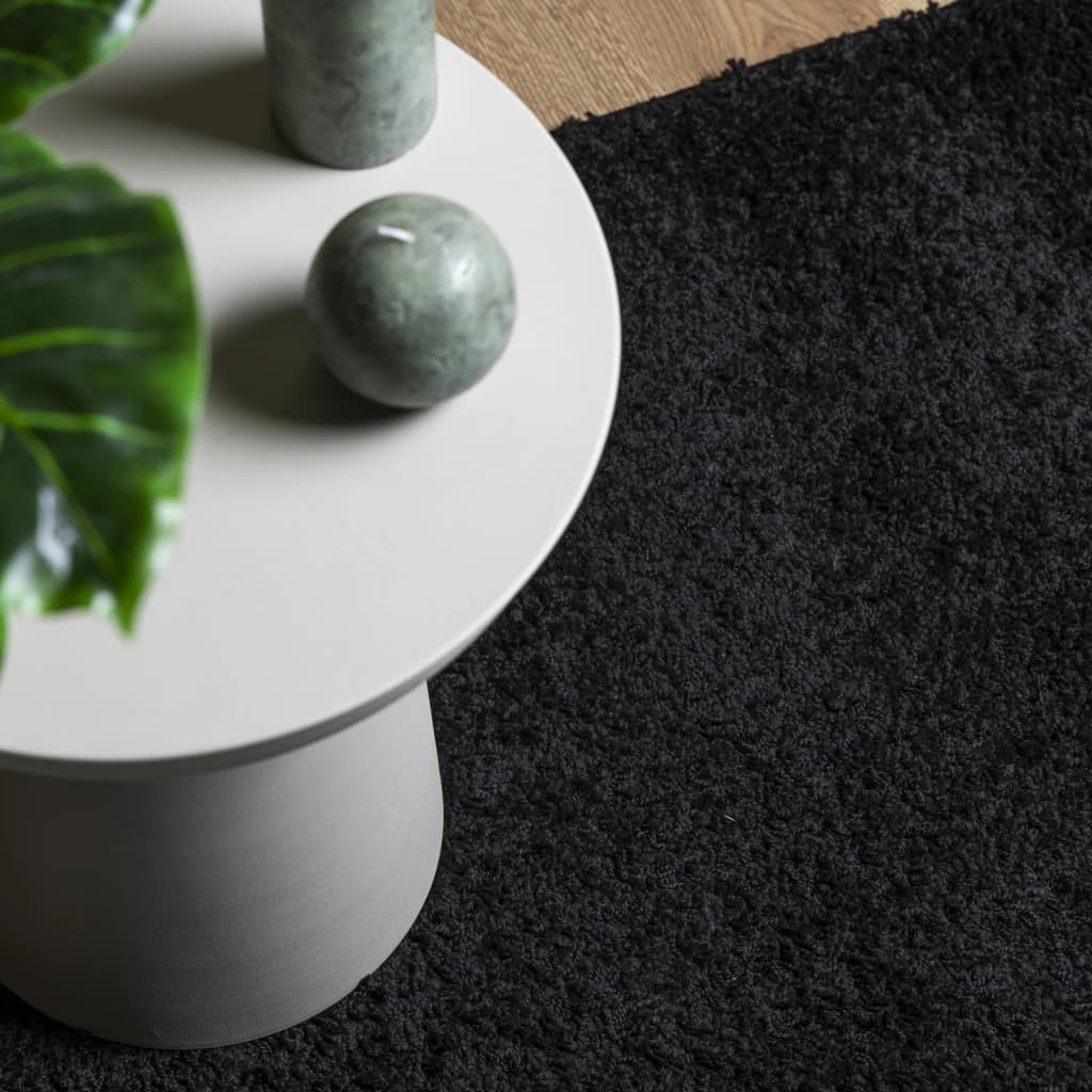 Shaggy rug PAMPLONA high pile modern black 160x160 cm