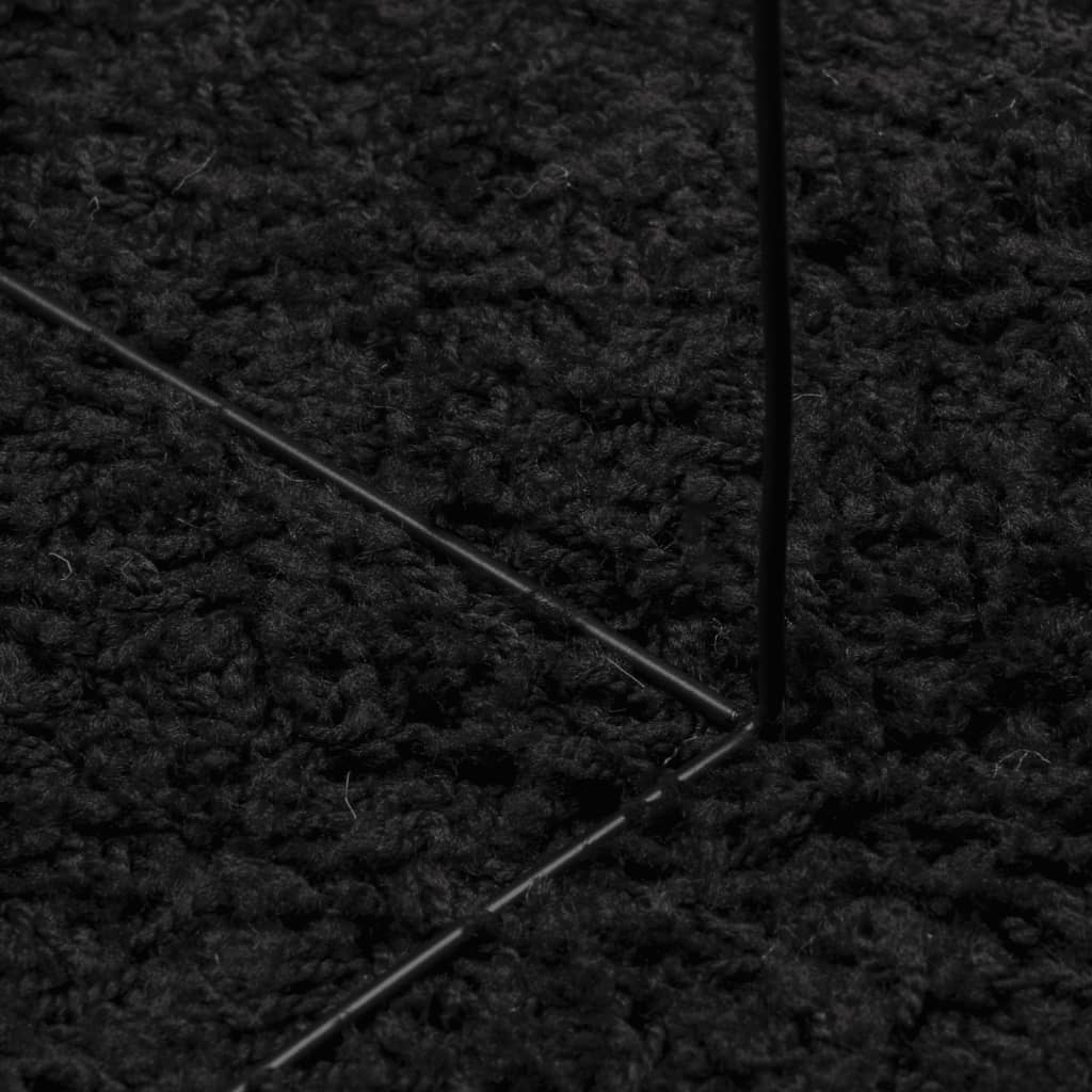 Shaggy rug PAMPLONA high pile modern black 160x160 cm