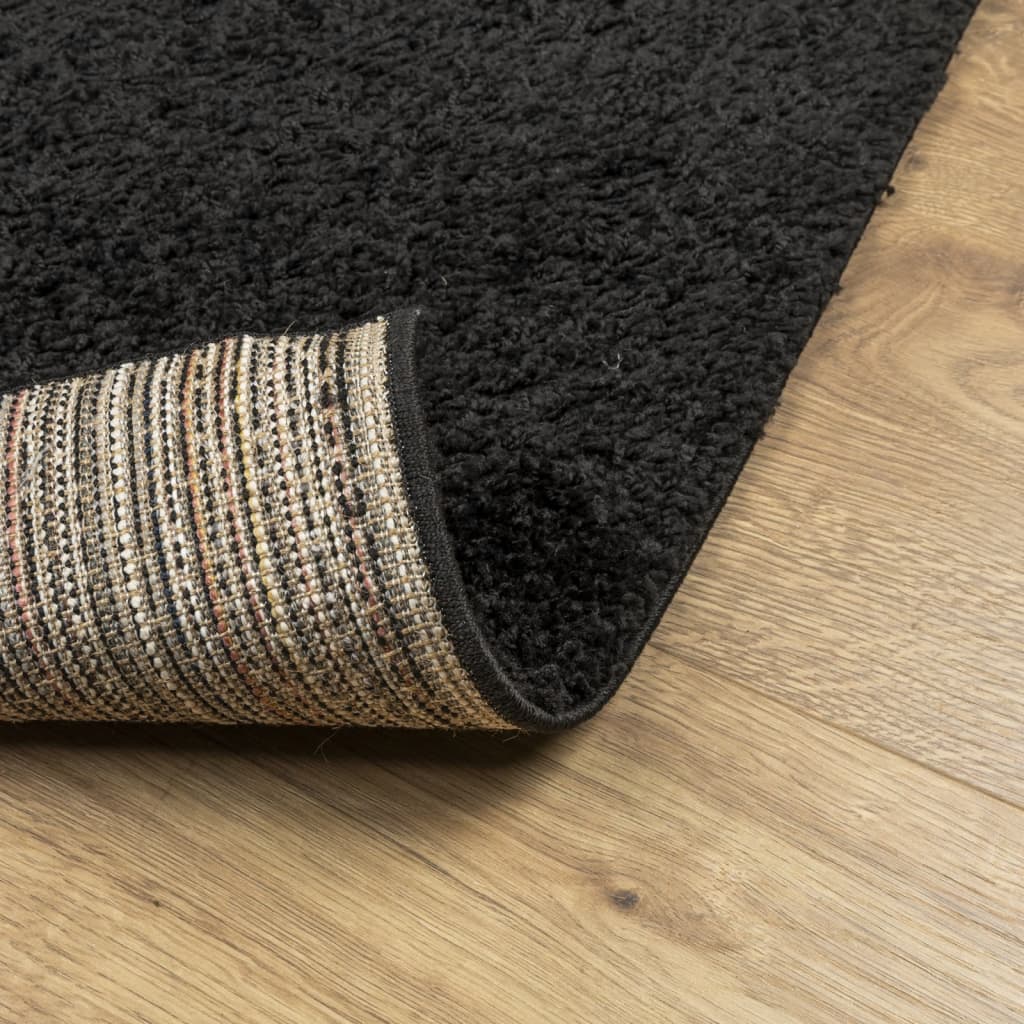 Shaggy rug PAMPLONA high pile modern black 200x280 cm