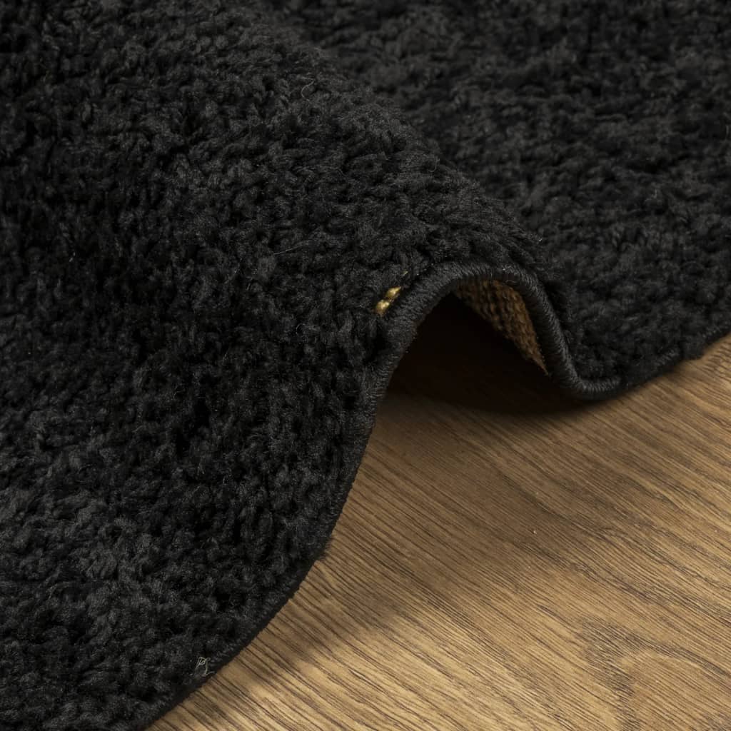 Shaggy rug PAMPLONA high pile modern black 200x280 cm