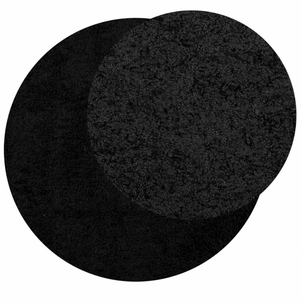 Tapis shaggy PAMPLONA poils longs moderne noir Ø 280 cm