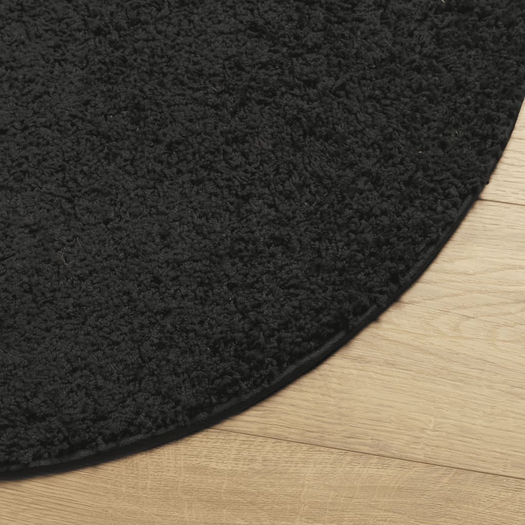 Tapis shaggy PAMPLONA poils longs moderne noir Ø 280 cm