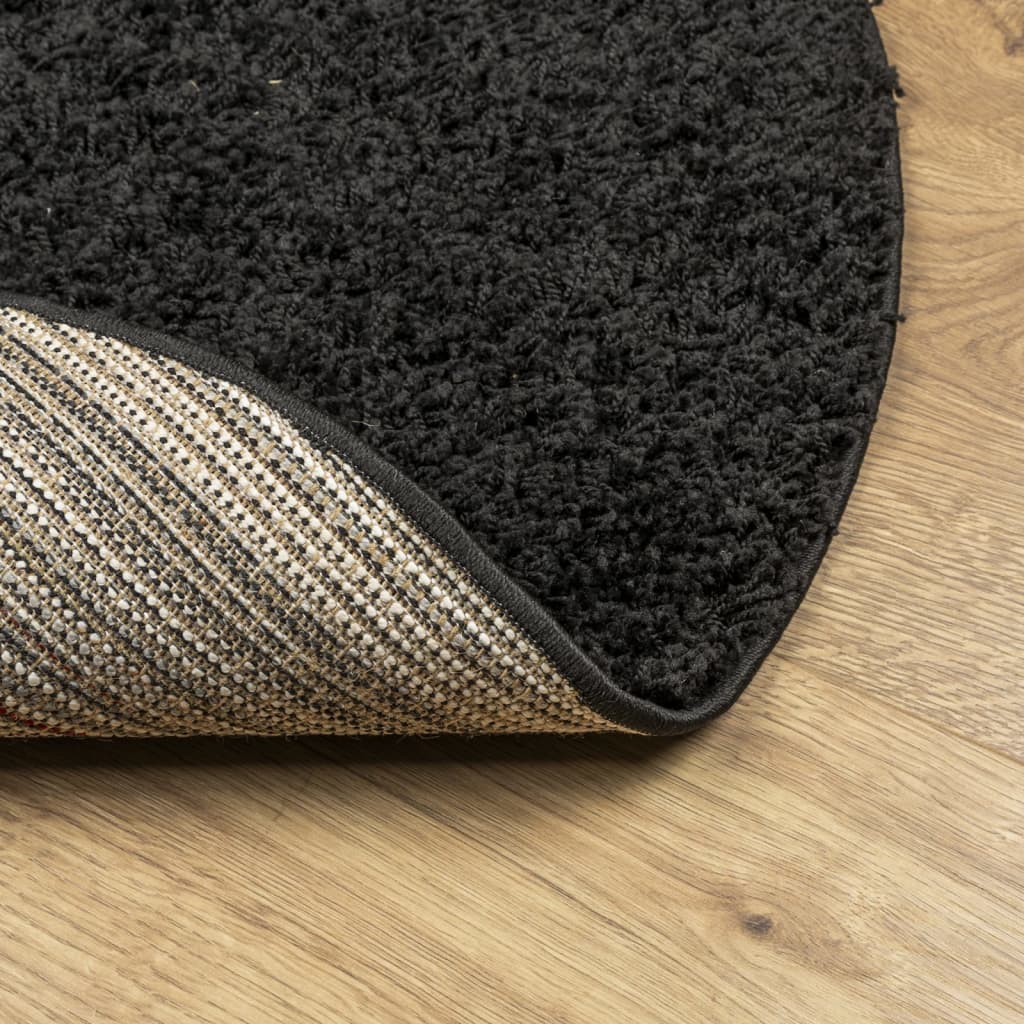Tapis shaggy PAMPLONA poils longs moderne noir Ø 280 cm