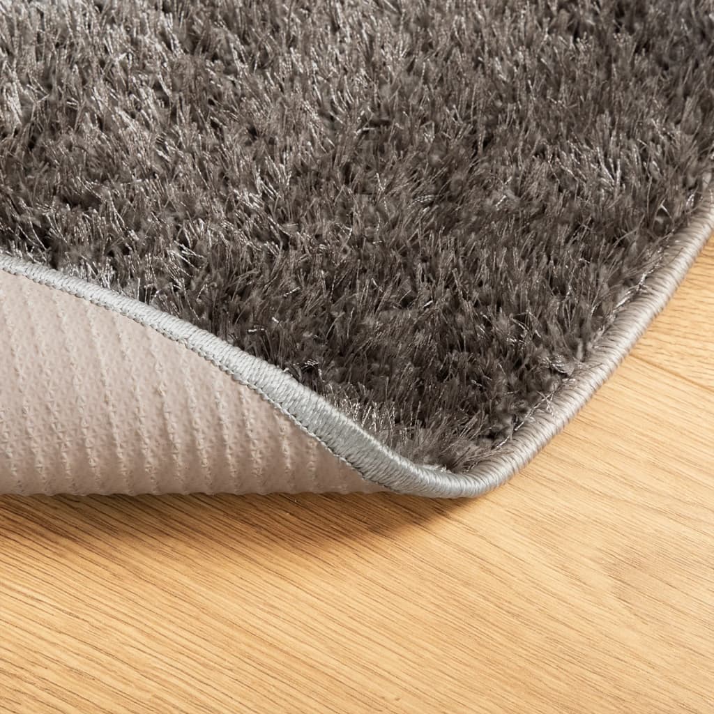 Carpet ISTAN high pile glossy gray Ø 120 cm