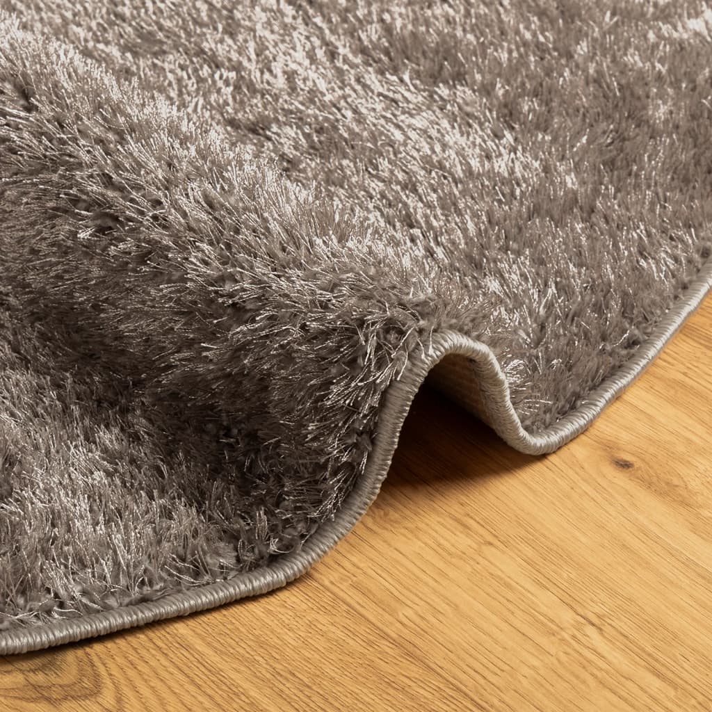Carpet ISTAN high pile glossy gray Ø 120 cm