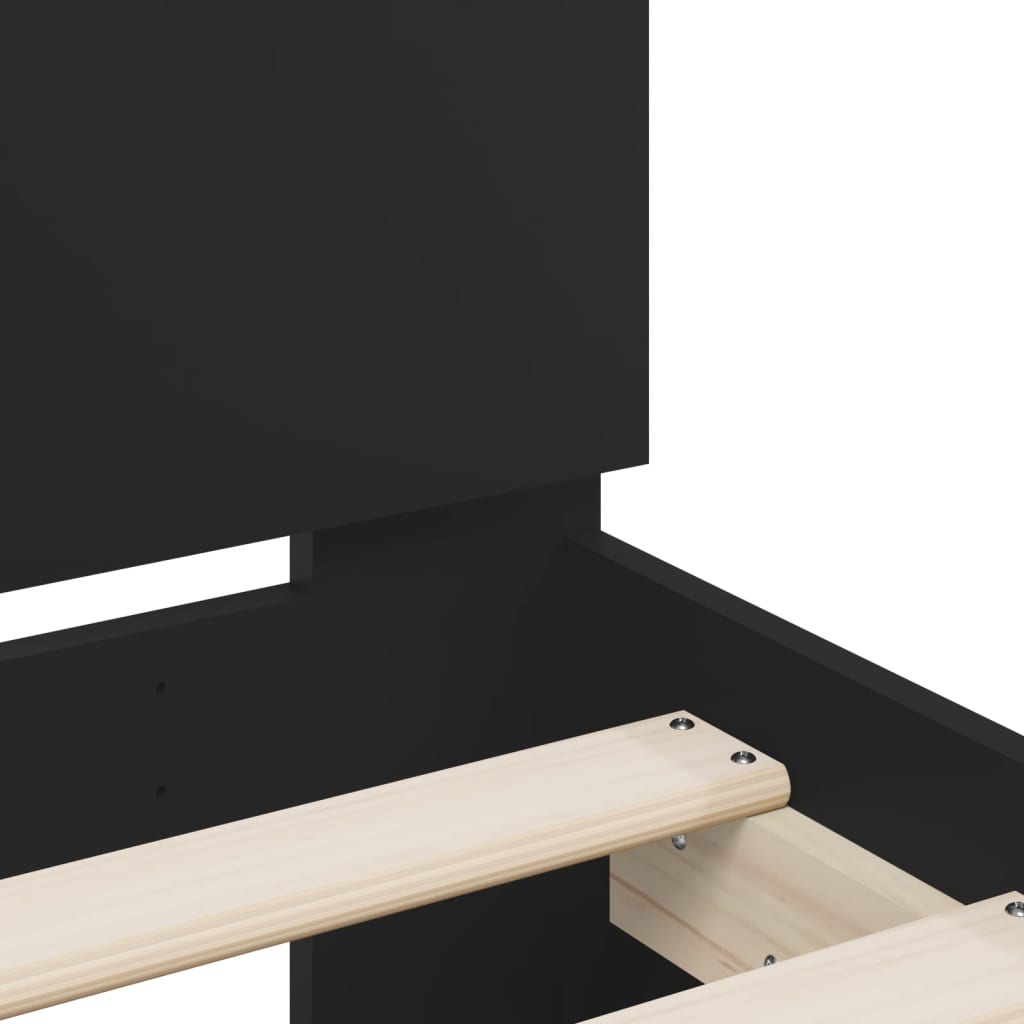 Bettgestell mit Kopfteil und LED-Beleuchtung Schwarz 200x200 cm
