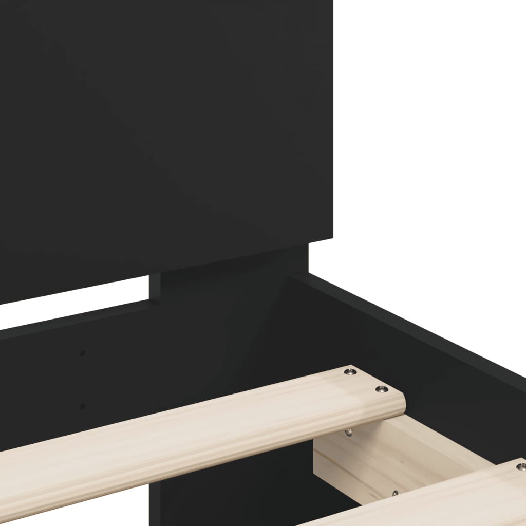 Bettgestell mit LED ohne Matratze Schwarz 150x200 cm