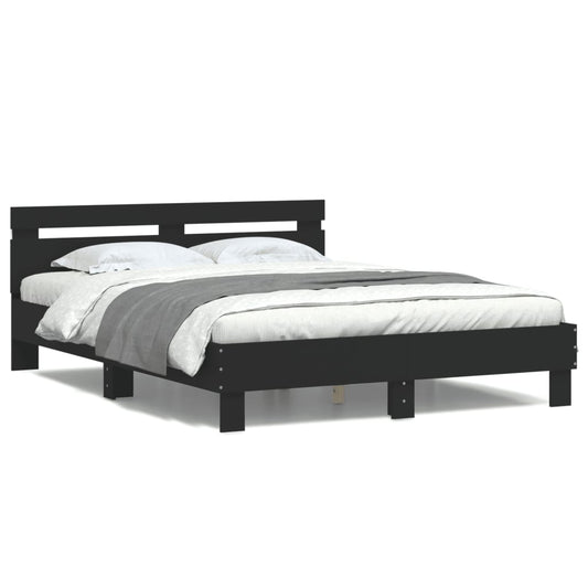 Bettgestell mit LED ohne Matratze Schwarz 150x200 cm