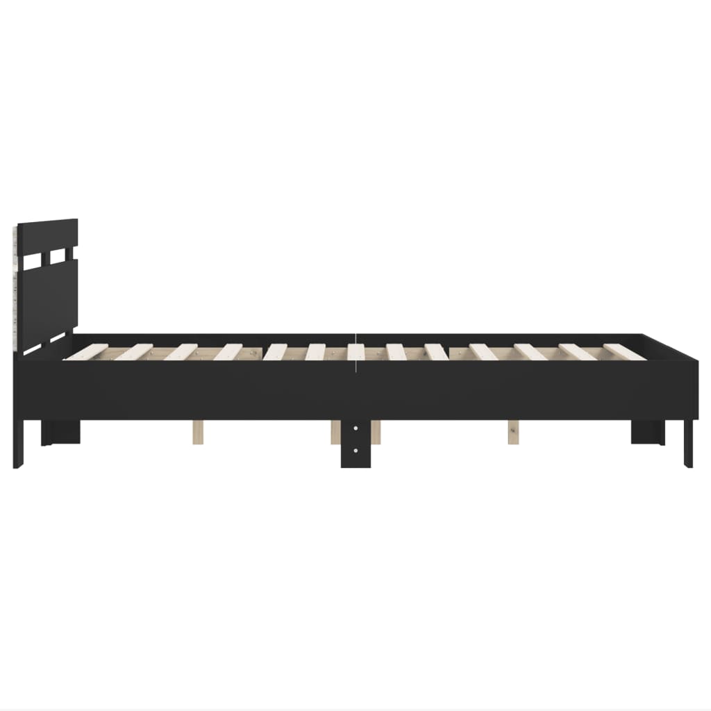 Bett mit LED-Beleuchtung ohne Matratze Schwarz 120x200 cm
