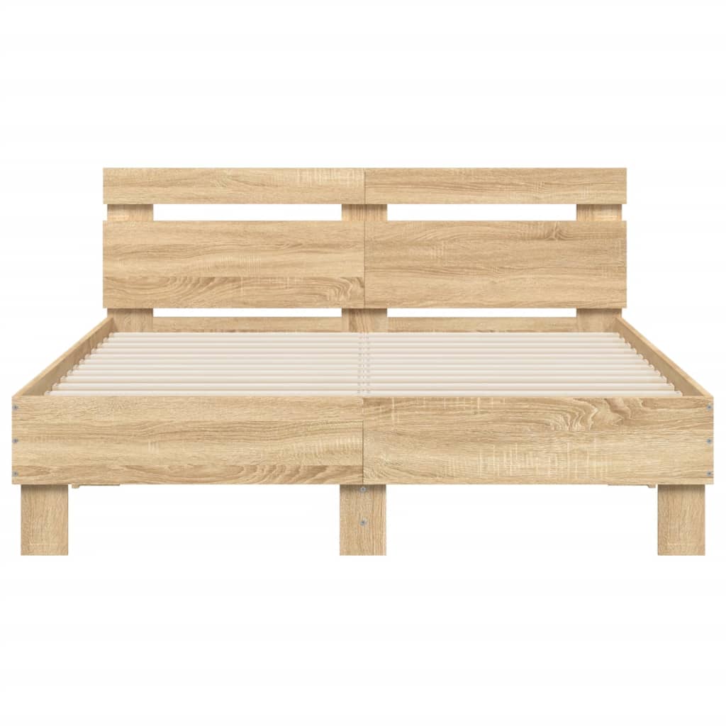 Bettgestell mit Kopfteil LED-Beleuchtung Sonoma-Eiche 120x190cm