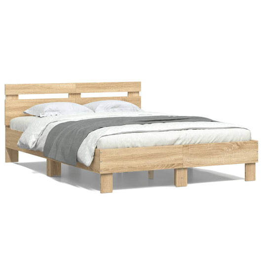 Bettgestell mit Kopfteil LED-Beleuchtung Sonoma-Eiche 120x190cm
