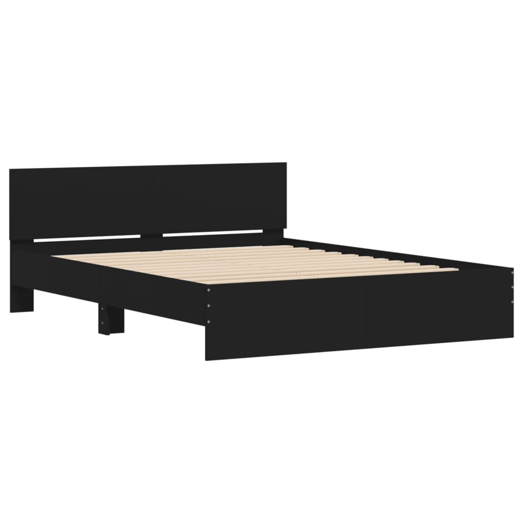 Bettgestell mit LED ohne Matratze Schwarz 150x200 cm