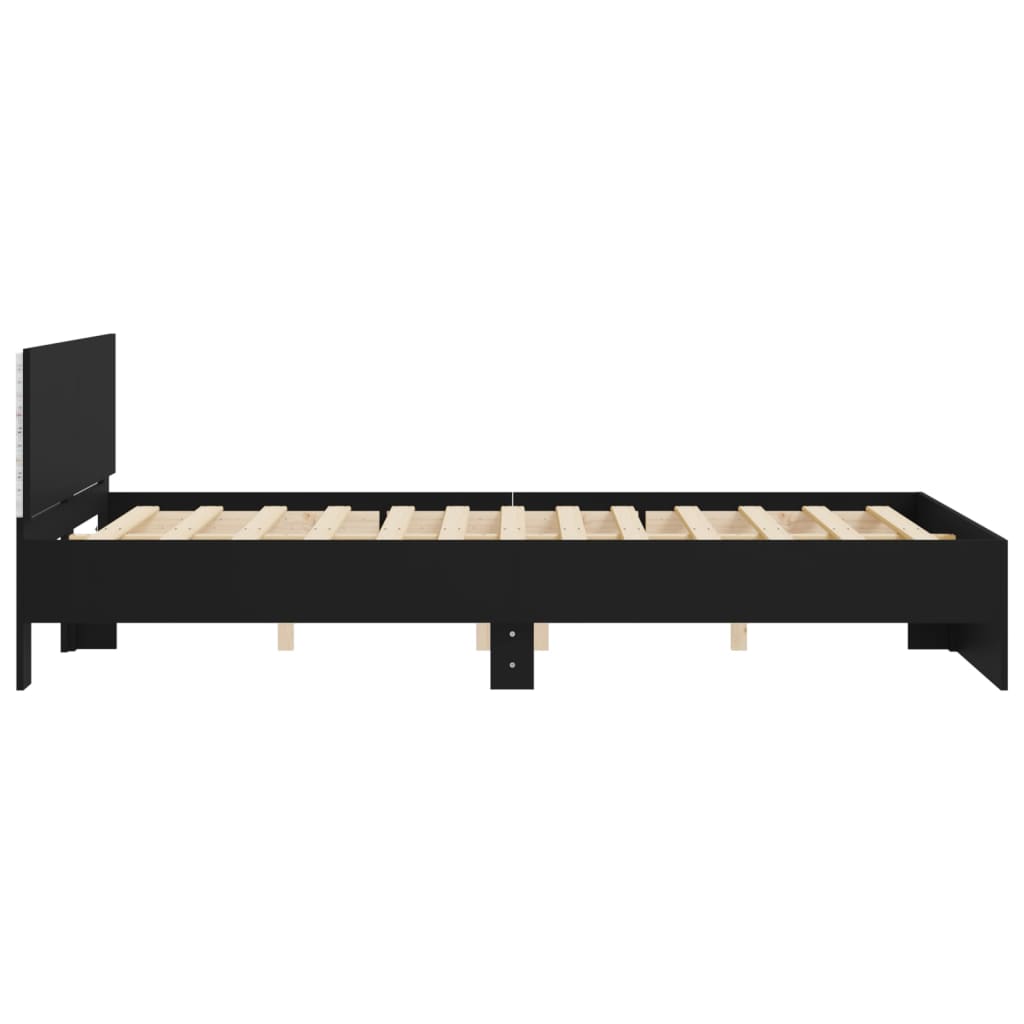 Bettgestell mit LED ohne Matratze Schwarz 150x200 cm