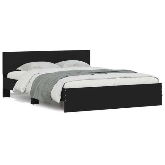 Bettgestell mit LED ohne Matratze Schwarz 150x200 cm