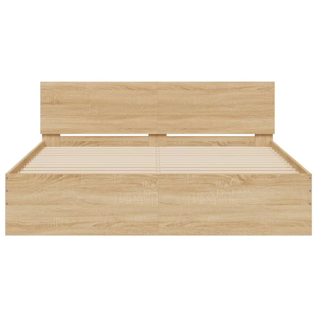 Bettgestell mit Kopfteil LED-Beleuchtung Sonoma-Eiche 150x200cm