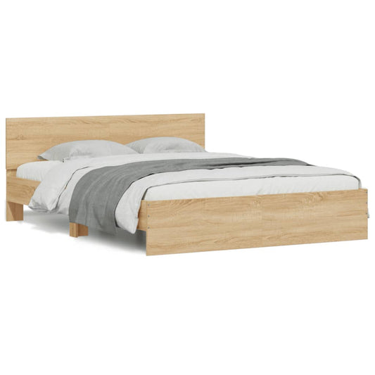 Bettgestell mit Kopfteil LED-Beleuchtung Sonoma-Eiche 150x200cm