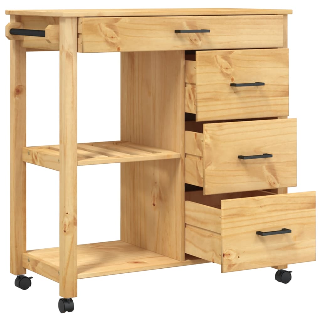 Kitchen trolley MONZA 84x40x90 cm solid pine wood