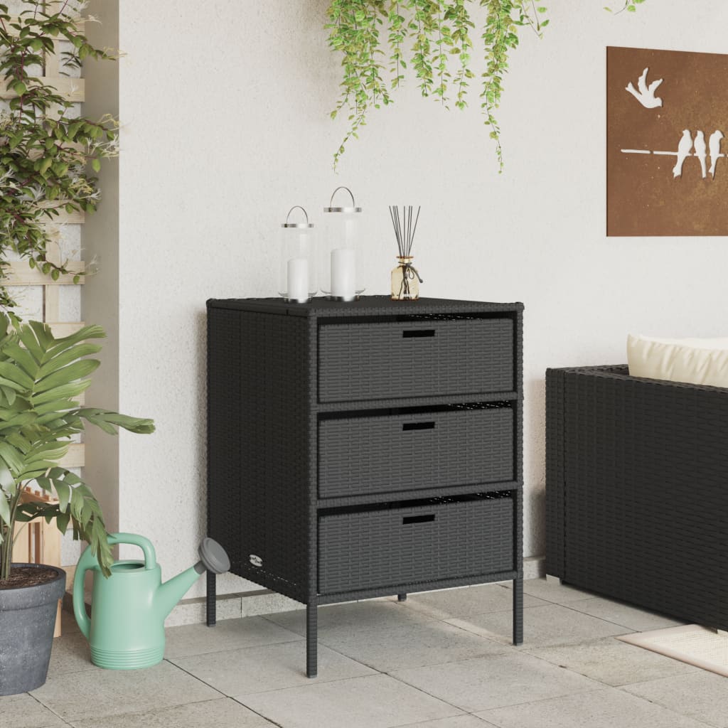 Garden cabinet black 55x59x80 cm poly rattan