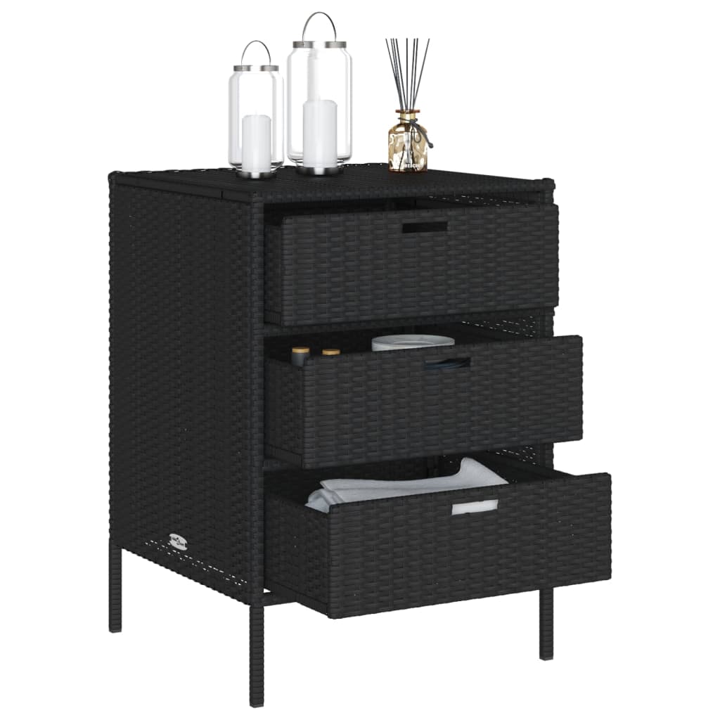 Garden cabinet black 55x59x80 cm poly rattan