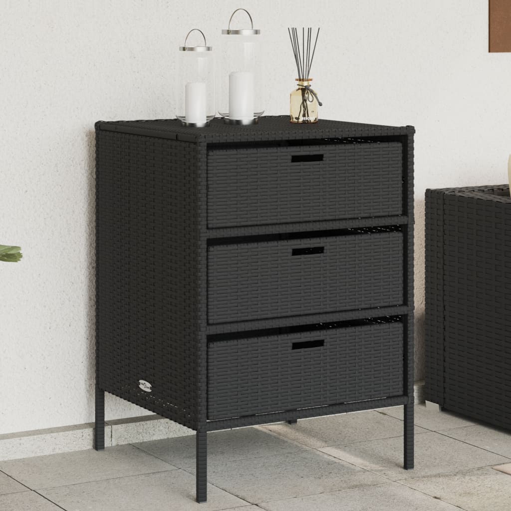 Garden cabinet black 55x59x80 cm poly rattan
