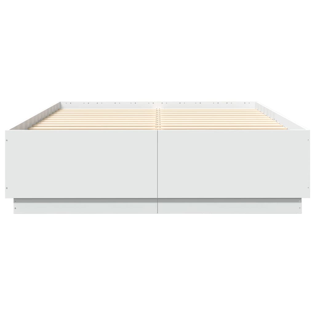 Bettgestell mit LED Weiß 150x200 cm Holzwerkstoff
