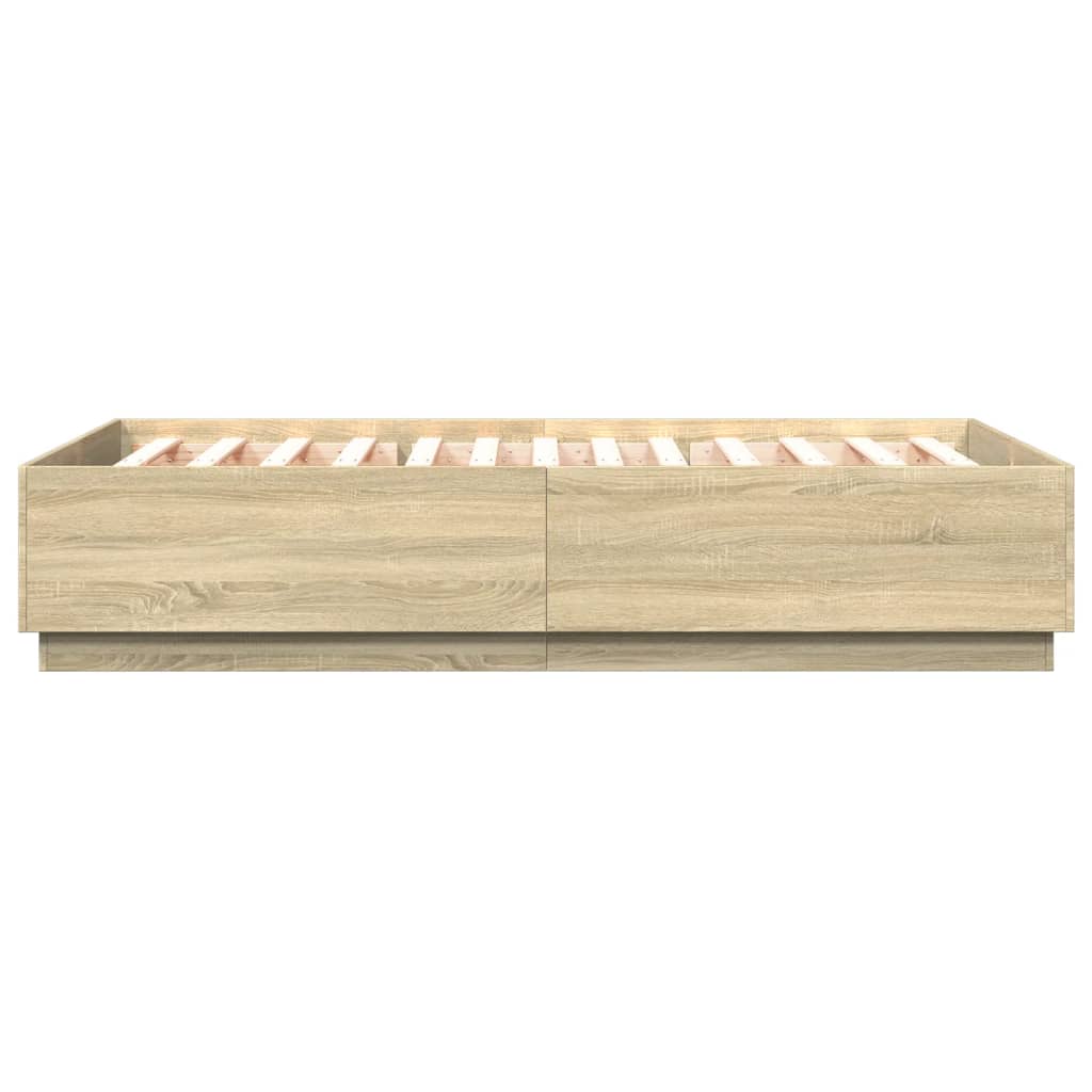 Bettgestell mit LED Sonoma-Eiche 140x200 cm Holzwerkstoff